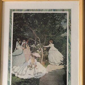 Claude Monet "women in the garden" print wood framed wall art home decor